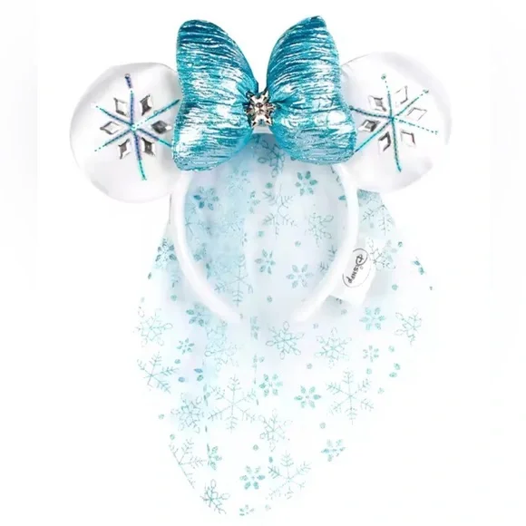 Disney Frozen Snowflake Ears with Blue Bow - Picture 1 of 4